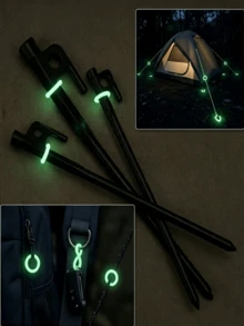 15/30pcs Glowing Tent Stake Rings, Rubber Camping Stake With Glowing Ring Functional Tent Accessories, Easy To Install And High Visibility, Rubber Material, Outdoor Camping Essentials, Night Camping Tent Stake Safety Marker Rings, Camping Accessories - Mint Blue - View 4