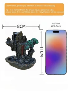 1pc Mountain Village Waterfall Backflow Incense Burner Resin Retro Natural Scenery Sculpture For Coffee Table Desk Entryway Study Room Zen Atmosphere Relaxation Modern Home Decoration - Landscape - View 6