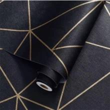 1 Roll 3D Geometric Self-Adhesive Wallpaper, Thickened Vintage Texture, Removable PVC Waterproof & Oil-Proof Sticker, Suitable For Home Decor And Entertainment Venue Wall Decoration - A-Black - View 12