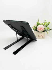 Aluminum Alloy Folding Laptop Stand, Heat Dissipation Riser, Height Booster, Portable Desktop Stand, Tablet/Phone Stand, Fit For 18-Inch Laptop - Black - View 1
