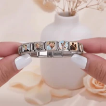 1pc Personalized Photo Italian Style Bracelet, Customized Photo Memorial Charm, DIY Creative Jewelry, Gift For Men And Women, Customized Photo Italian Style Bracelet, Personalized Y2K Style Combination Charm, DIY Photo Connector, Unique Jewelry Gift For Men And Women - Multicolor - View 4