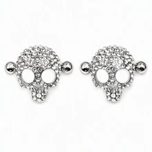 2pcs Stainless Steel Skull Nipple Rings, Women's Unique Body Piercing Jewelry, Suitable For Daily Wear - Skull Nipple Piercing - View 7