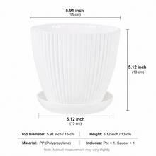 1pc/Set 7.48-5.91 Inch Plastic Flower Pot With Tray, Drainage Hole Planting Pot, Vertical Stripe Design, Lightweight And Space-Saving, Suitable For Desktop, Office, Living Room, Balcony And Home Decor - Multicolor - View 12
