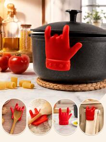 2pcs Silicone Anti-Splash Pot Lid Holder, Cute Pot Lid Support Stand, For Soup Pot Kitchen Restaurant Use, Practical Tool - Multicolor - View 2