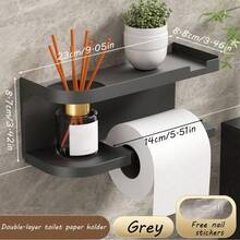 1pc - No-Drill Wall-Mounted Paper Towel Holder With Storage Shelf - Adhesive Backing, Suitable For Kitchen, Space-Saving Plastic Storage Rack And Paper Towel Holder, (Can Hold Phone, Plants, Aromatherapy, Etc.) Can Be Placed On Countertop And Cabinet, Suitable For Office - No-Drill Installation - Multicolor - View 8