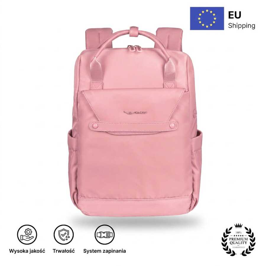 W WINGS Compact Cabin Backpack With 14" Laptop Pocket | Everyday City Bag With USB Port, A4 Space And Luggage Strap
