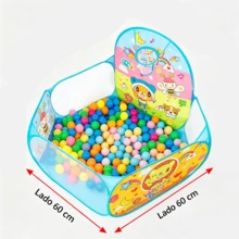 Piscina de bolas grande para niños con temática familiar, plegable, con valla, adecuada para niños y niñas, con diseño de abeja (sin bolas) - Azul Cadete - Ver 5