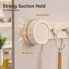 XIANG YU Suction Cup Kitchen Wall Hook Sliding Rack, No Drilling Required, Kitchen Utensil Storage Holder For Spatulas And Spoons - A - View 3