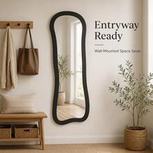 Asymmetrical Curved Full‑Body Mirror, 160*60cm,Random Color, Freestanding & Wall‑Mounted Dressing Mirror, Large Standing Makeup Mirror For Bedroom Living Room Home Decor - A - View 7