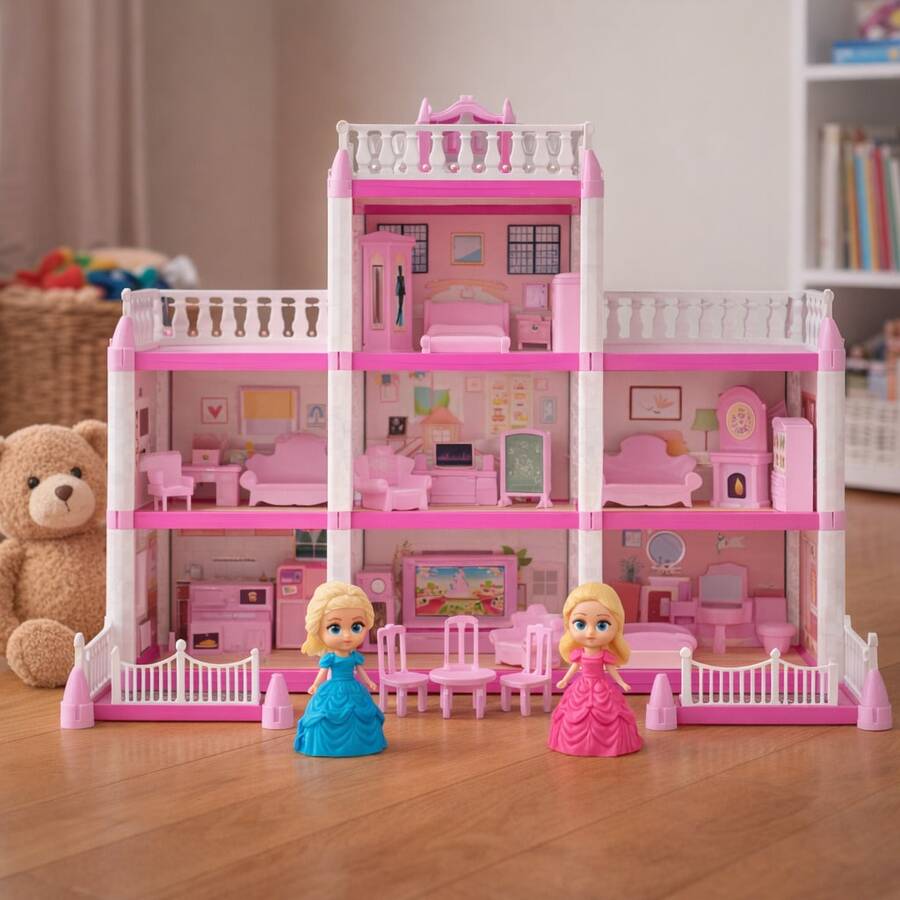 Castelinho Princesa 160 Peças + 2 Bonecas | Casa Blocos  Montar Menina 3 Andares | Brinquedo Educativo Presente  Infantil 3 4 5 Anos