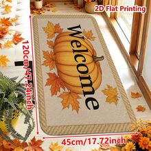 1/2pcs Autumn Door Mat, Flannel Door Mat With Pumpkin And Maple Leaf Pattern, Welcome Doormat, Non-Slip, Absorbent, Machine Washable, Multi-Functional For Entrance, Living Room, Kitchen, Bathroom, Hallway, Thanksgiving Decor Carpet - Multicolor - View 12