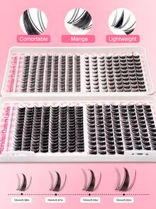 400pcs Spiky False Eyelashes, Large Capacity False Eyelash Book, 3D Super Fluffy Soft Comfortable, High Quality DIY False Eyelash Clusters, D-Curl False Eyelash Clusters Set, 8-16mm DIY False Eyelash Extensions, 4 Styles False Eyelash Clusters, Spiky False Eyelashes, Single False Eyelash Clusters, Suitable For Home Use - View 3