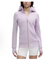 Lululemon Women's Scuba Full-Zip Hoodie Classic Hooded Jacket Fit Track Jacket Full Zip Outerwear Breathable Warm Athletic Sweatshirt With Thumbholes - 深煙燻粉 - 查看 1