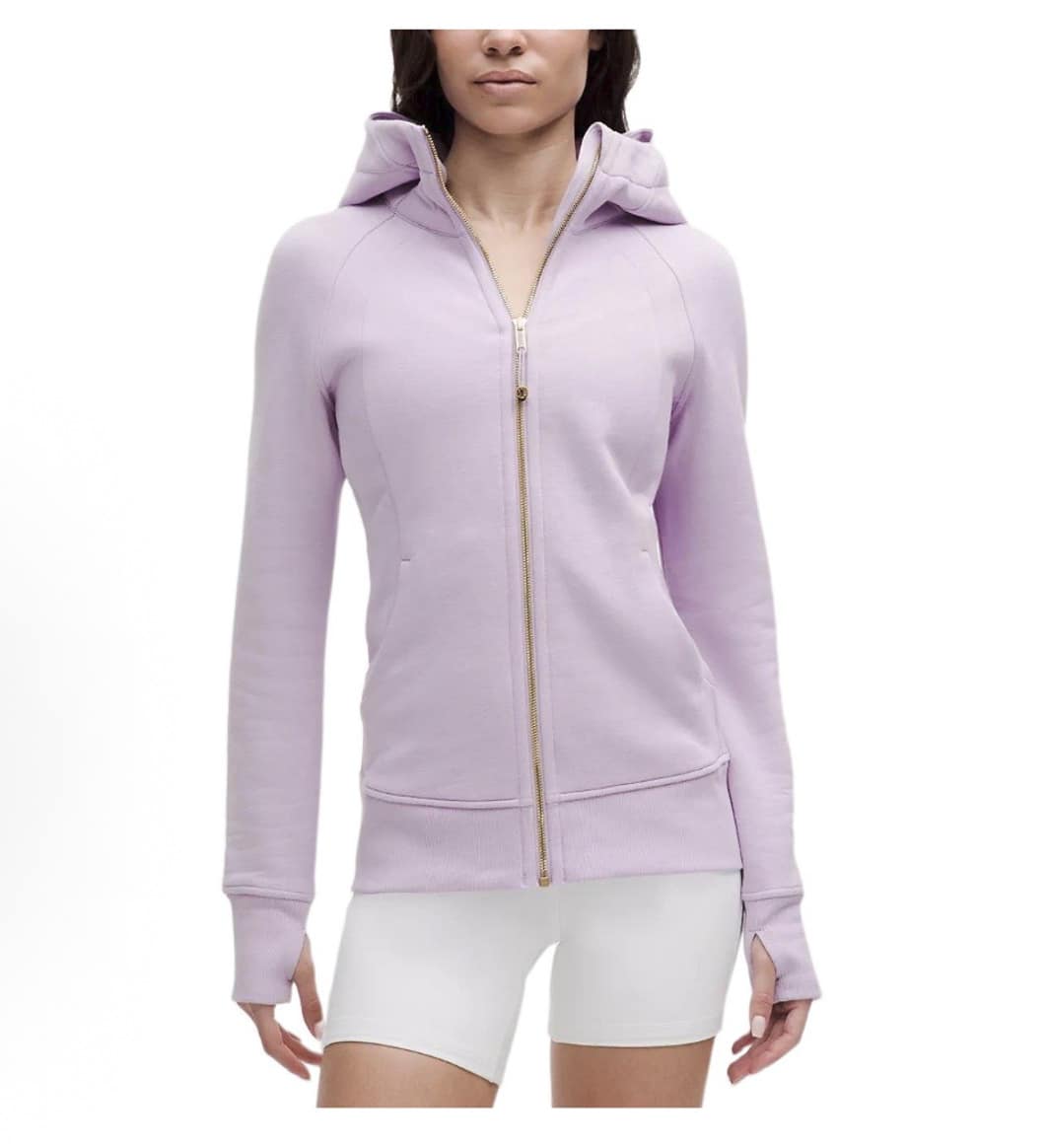Lululemon Women's Scuba Full-Zip Hoodie Classic Hooded Jacket Fit Track Jacket Full Zip Outerwear Breathable Warm Athletic Sweatshirt With Thumbholes - 深煙燻粉 - 查看 1