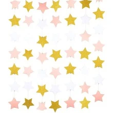 1/3/5入 金色亮片星星花環橫幅 2026畢業裝飾 星星吊掛橫幅 閃亮背景布 派對生日教室婚禮用品 - 粉白金星星 - 查看 3