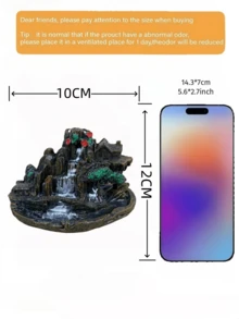 1pc Mountain Village Waterfall Backflow Incense Burner Resin Retro Natural Scenery Sculpture For Coffee Table Desk Entryway Study Room Zen Atmosphere Relaxation Modern Home Decoration - Landscape - View 8