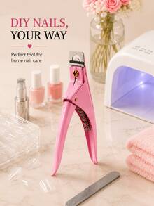 Nail Tip Cutter, Stainless Steel U-Shaped Acrylic Nail Clipper For False Nails, French Nail Art, DIY Manicure And Nail Extension Trimming, Pink Or Black - Pink - View 7