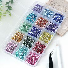 6000pcs 2mm Resin Rhinestone Kit Summer Gemstone Design Nail Art Decoration Accessories, Nail Art Mixed With Explosive Flashing Flat Bottom Nail Accessories - 2 mm - View 3