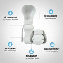 Bebedouro Portátil para Pets Silicone 300ml - Garrafa de Água para Cachorro e Gato Ideal para Passeios Viagens e Caminhadas Trilhas Leve e Prático - Branco - Visão 4