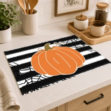 1pc Pumpkin Pattern Diatomaceous Earth Kitchen Drain Mat, Absorbent Dish Drying Mat, Coffee Machine Mat, Dishwashing Mat, Sink Mat, Kitchen Countertop Protector, Suitable For Cups, Plates, Tableware And Kitchen Decor - Multicolor - View 6