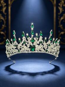 Bride Wedding Accessories Luxurious Tiara With Crystal Necklace Earrings 4-Piece Bridal Jewelry Set, Suitable For Weddings, Parties, And Balls. - Silver - View 4