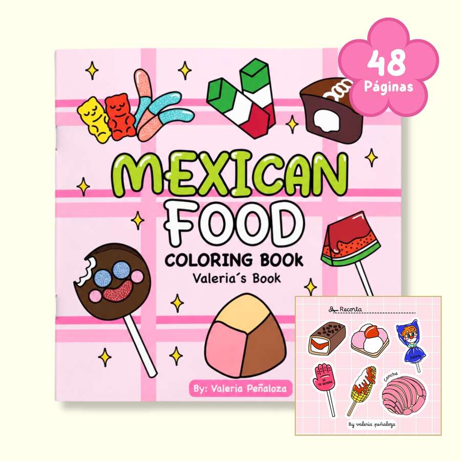1 pieza libro + sticker para colorear de comida mexicana para adultos y niños con diseños lindos y creativos, ideal para relajación y alivio del estrés.