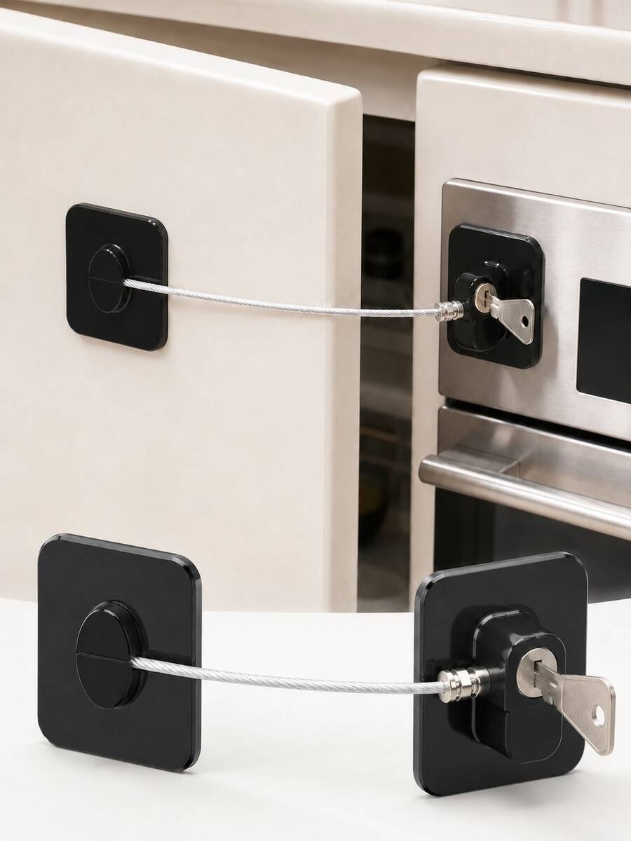 1pc High-Security Lock, Multi-Functional Cabinet/Door/Window/Refrigerator Lock, Baby Safety Lock, Home Decor Gift - Drawer  Lock - View 1