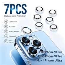XINHONGYU 7件裝超清晰鋼化玻璃相機鏡頭保護貼，適用於 Duo-Phone 17 Pro Max，9H 硬度鋼化玻璃，高清晰透明，相容於 16 Pro Max、16e、17 Air、14、13、12、11、15 Pro、14 Pro，完美貼合，耐刮耐用，相容於手機殼 - 無色 - 查看 36