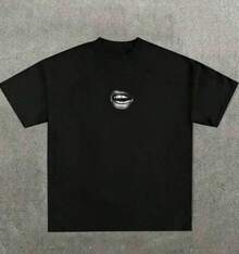 Casual, Soft T-Shirt With A Fun Barbecue Lip Pattern And Heat Transfer Print. - 黑色2 - 查看 9