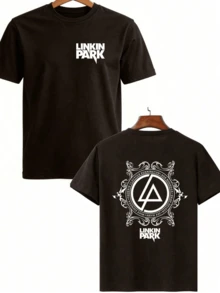 Linkin Parkk Double-Sided T-Shirt, Black With Band Logo On Chest, Iconic Crestt On Back, Unisex Rock Merch For Festival, Concert And Fans - Black - View 6