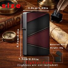 1pc 2D High-Definition Printed Creative Metal Black Lighter Case, Anti-Collision & Pressure-Resistant Lightweight Design, High-Precision Texture Printing, Classic Red & Black Striped Pattern, Suitable For Men's Gift Or Personal Use, Showcases Personalized & Taste (Case Only) - D-Mixed Color - View 3