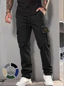 1pc Men's Sports Cargo Pants, Suitable For Outdoor Travel, Multi-Pocket College Style Cargo Pants, Gift For Boyfriend And Husband - Black - View 5