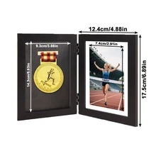 1pc Medal Display Box Black MDF Shadow Box Marathon Medal Display Frame Holds 1 Medal And 6x4 Photo Sports Award Wall Mount Or Desktop Decor - 1PC - View 9