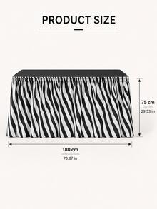 1pc Black & White Zebra Stripe Rectangular Table Skirt, Modern Safari Style Polyester Elastic Edge Ruffled Table Cover, Animal Print Party Table Skirting For Birthday, Wedding, Buffet, Room Decor, Office Decor & Home Decor - Multicolor - View 8