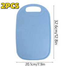 1/2pcs Blue Plastic Kitchen Cutting Board, Built-In Handle, Lightweight And Portable, Convenient For Daily Use, Hangable, Suitable For Preparing Fruits, Vegetables And Fast Food, Kitchen Decor - Mint Blue - View 7