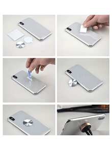 4pcs Phone Holder Base Plates, Self-Adhesive Magnetic Stickers, Suitable For Magnetic Car Phone Mounts - A - View 6