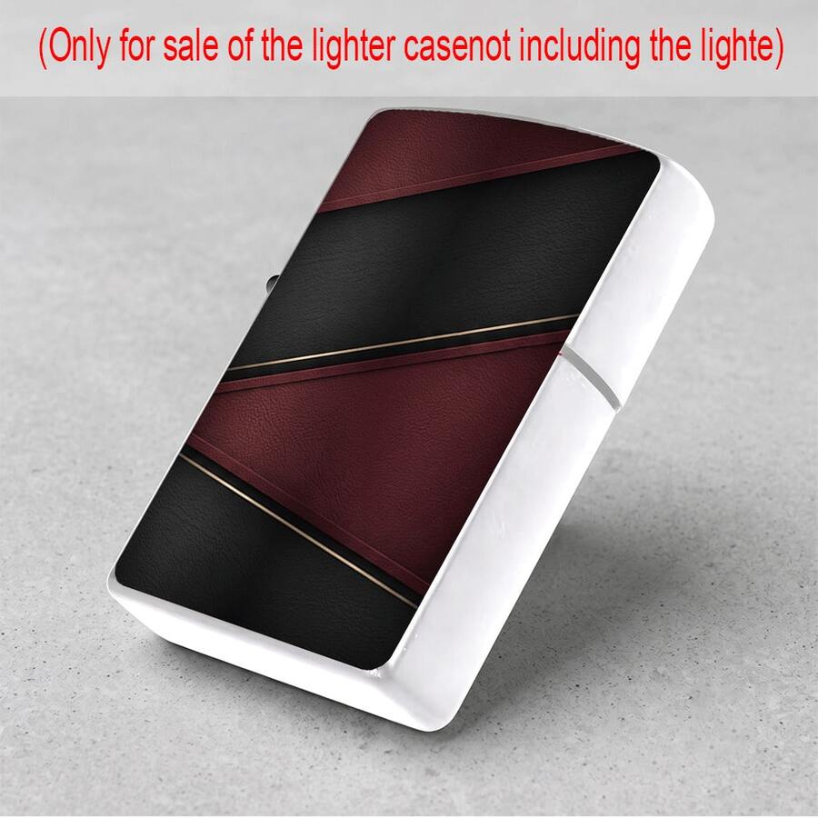 1pc 2D High-Definition Printed Creative Metal Black Lighter Case, Anti-Collision & Pressure-Resistant Lightweight Design, High-Precision Texture Printing, Classic Red & Black Striped Pattern, Suitable For Men's Gift Or Personal Use, Showcases Personalized & Taste (Case Only) - D-Mixed Color - View 1