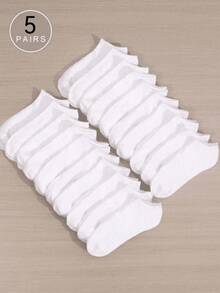 5 Pairs White Low-Cut Breathable Summer Women's Boat Socks, Essential For Travel And Vacation, Thin Cotton Invisible Socks - Multicolor - View 14