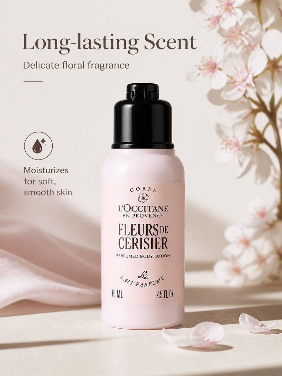 L'Occitane 櫻花身體乳液 75ml - 輕盈乳液,易吸收,柔嫩滋潤肌膚,帶有清新香氣。便攜旅行裝身體乳液。 - 甜蜜櫻花身體乳 75ml - 查看 1