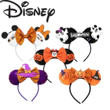 Disney Orange Sequin Bow Mickey Ears Headband, Vintage Halloween Mummy Design, Fabric Wrapped Sequin Accessory, Halloween Parade And Theme Party Cosplay Photo Prop - Style 1 - View 12