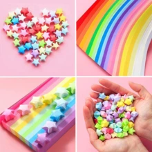 540pcs Assorted Shades Lucky Star Folding Paper Strips, Smooth Origami Craft Paper Ribbons, Multipurpose DIY Hand‑Craft Supplies, Suitable For Hand‑Folded Star Ornaments, Room Decoration, Art Class Handwork And Casual Gift Making - Multicolor - View 7
