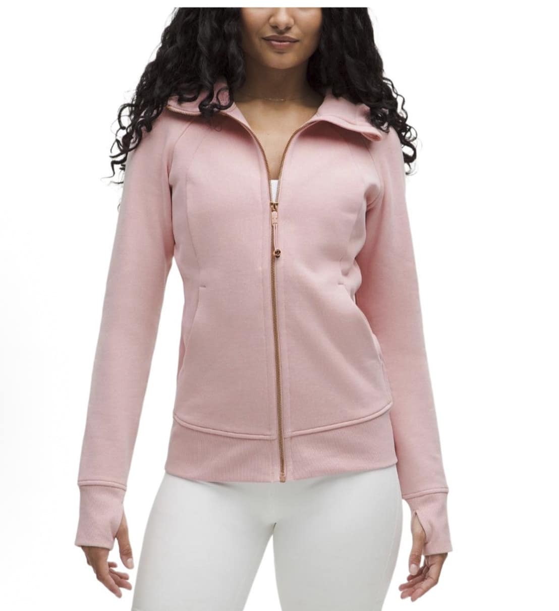 Lululemon Women's Scuba Full-Zip Hoodie Classic Hooded Jacket Fit Track Jacket Full Zip Outerwear Breathable Warm Athletic Sweatshirt With Thumbholes - 煙燻粉色 - 查看 1