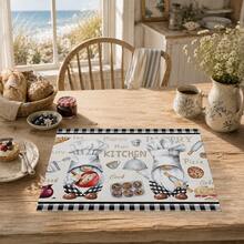 1pc/4pcs/6pcs, Pattern Printed Linen Placemats, Rectangular Table Mats, Washable, Easy To Clean, Plate Mats, Bowl Mats, Western Style Placemats, Suitable For Kitchen, Dining Room, Family Gatherings, Coffee Table And Daily Table Decor - Multicolor - View 3