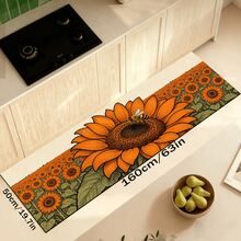 1pc "Bee & Sunflower" Pattern Design Kitchen Mat Silicone Rug, Absorbent Non-Slip Quick-Dry Bathroom Carpet, All-Season Door Mat Room Decor, Indoor Multi-Function Foot Pad - Multicolor - View 14