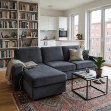 Sofa Grey Made Of Wood For Living Room - 深灰色 3 人座 - 查看 6