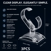 10pcs Clear Watch Display Stand, C-Shaped Plastic Bracelet & Jewelry Display Holder For Watches, Bangles, Bracelets, Store Display, Photo Props & Home Storage - Clear - View 15