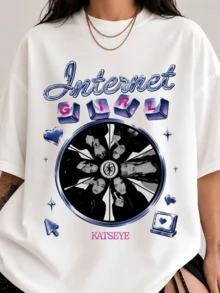 Katseyess Internet Girl Shirt, Y2K K-Pop Grafik-T-Shirt, Beautiful Chaos Fan Merch, Eyekon Konzert-Outfit,  Shirt Poster.Png - 白色 - 查看 1