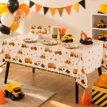 Construction Vehicle Theme Birthday Party Tablecloth 137*183cm Excavator Truck Bulldozer Pattern Birthday Table Decor Construction Vehicle Party Supplies - View 4