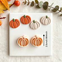 Autumn Halloween Series Pumpkin Clay Cutter, Ghost, Magic Frog, Maple Leaf Shaped Polymer Clay Cutting Mold, Suitable For Autumn Halloween Handmade Earrings - Apricot - View 3