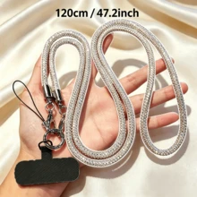 Autumn/Winter Refreshing New Style, Women's Rhinestone Anti-Loss Phone Lanyard, Ins Style Rhinestone Dopamine Phone Chain Full Rhinestone Luxury Lanyard Keychain, Suitable For Outdoor.Party.Workplace.Banquet, Ins Travel Fashion Accessory, Keychain, Exquisite And Shiny, Can Hang Keychain ID Card Can Hang Phone - Silver - View 2